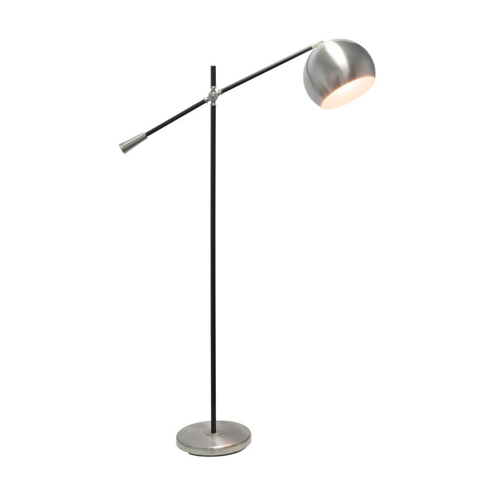 Elegant Designs Matte Black Pivot Arm Floor Lamp, Brushed Nickel