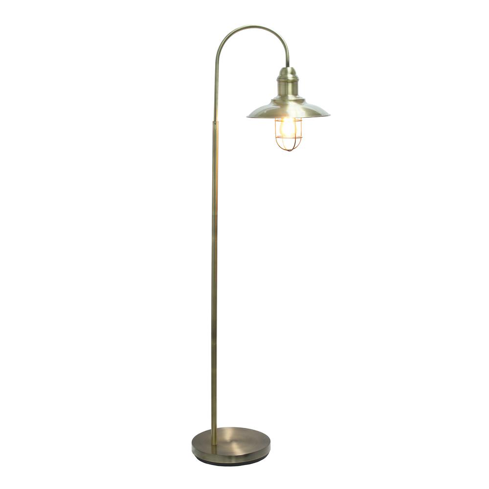 Elegant Designs Rustic Open Cage Floor Lamp, Antique Brass