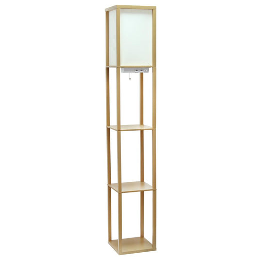 Simple Designs Floor Lamp Etagere Organizer Storage Shelf, Tan