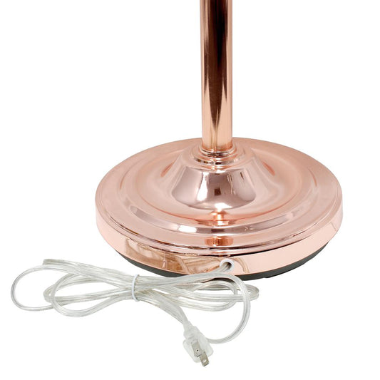 3 Light Floor Lamp with Scalloped Glass Shades, Rose Gold