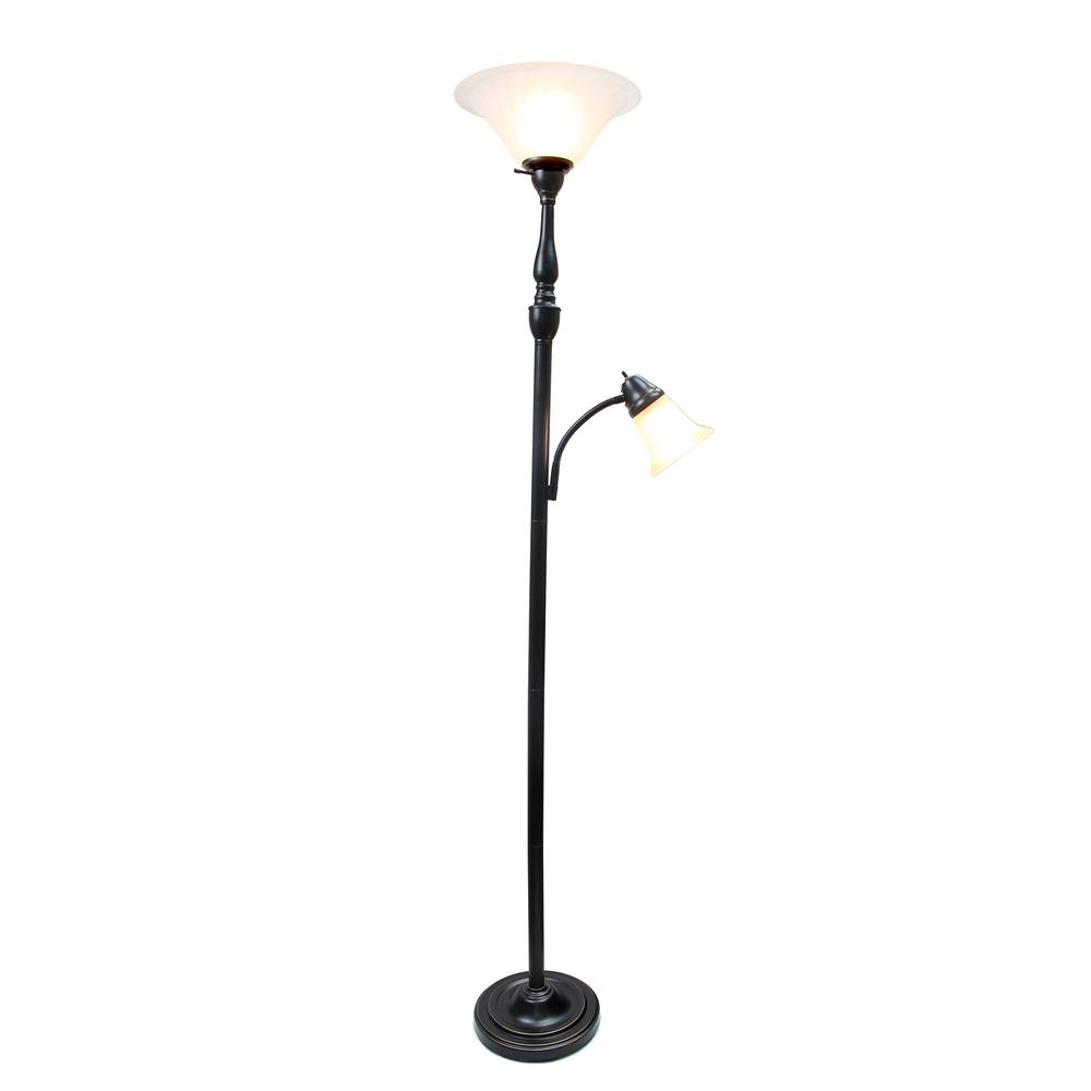 2 Light Mother Daughter Floor Lamp with White Marble Glass