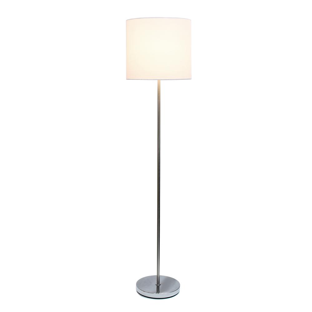 Brushed Nickel Drum Shade Floor Lamp, White