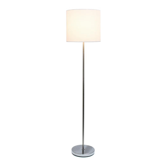 Brushed Nickel Drum Shade Floor Lamp, White