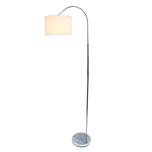 Brushed Nickel Arched Floor Lamp, White Shade