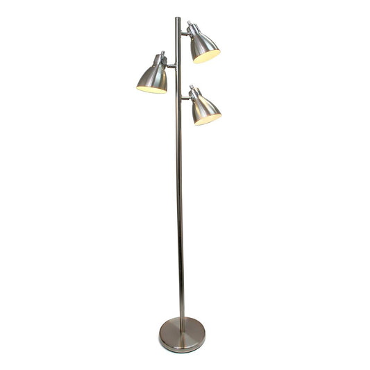 Metal 3-Light Tree Floor Lamp, Brushed Nickel Finish