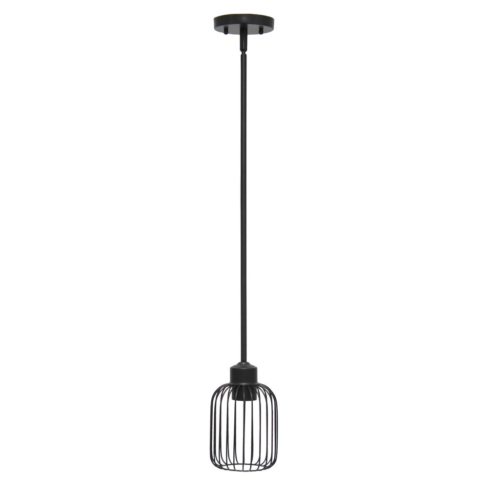 One Light Industrial Hanging Metal Caged Mini Pendant Ceiling Light Fixture