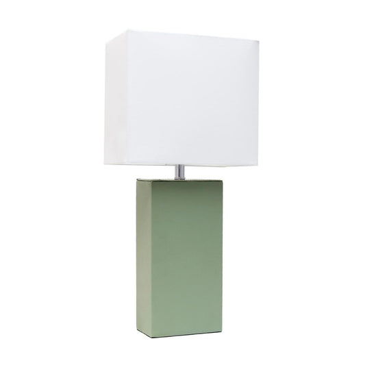 Leather Base Modern Bedside Table Lamp for Living Room, Bedroom, Entryway