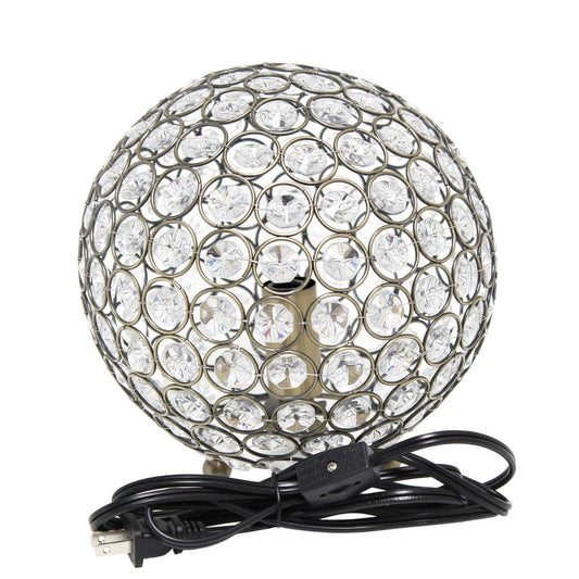 Elipse Medium Contemporary Metal Crystal Round Sphere Glamorous Orb Table Lamp