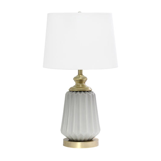 25" Classic Fluted Ceramic and Metal Table Lamp