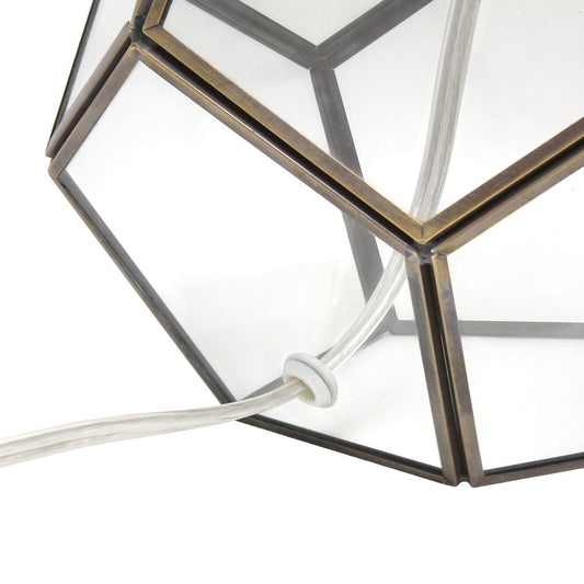 Transparent Octagonal Table Lamp, Brass