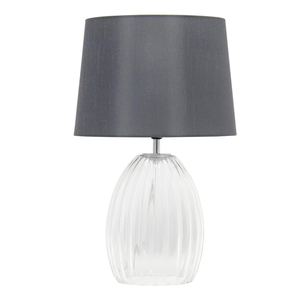 17.63" Contemporary Fluted Glass Bedside Table Lamp