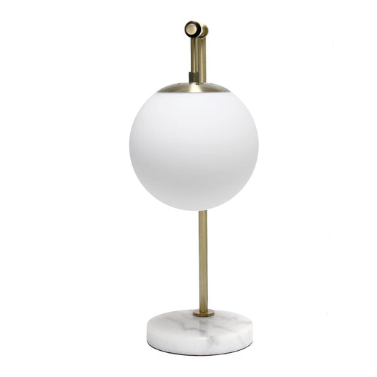 Studio Loft Globe Shade Table Desk Lamp With Marble Base and Antique Brass Arm