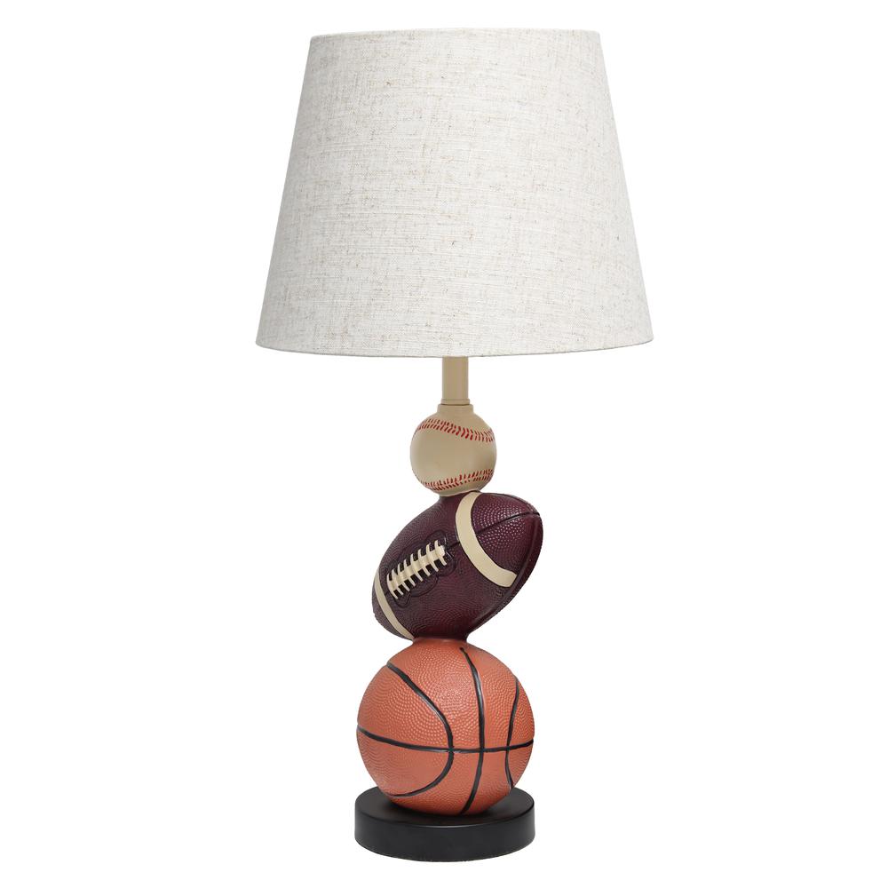 Simple Designs SportsLite 22" Tall Popular Sports Combo Basketball, Baseball, Football Table Desk Lamp Light Beige