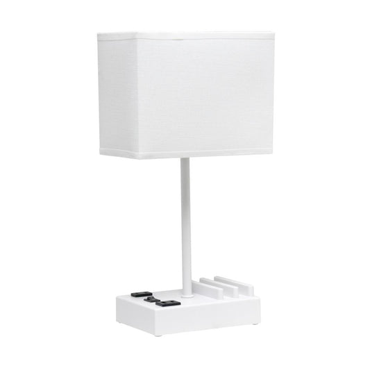 15.3" Tall Modern Rectangular Multi-Use 1 Light Bedside Table Desk Lamp