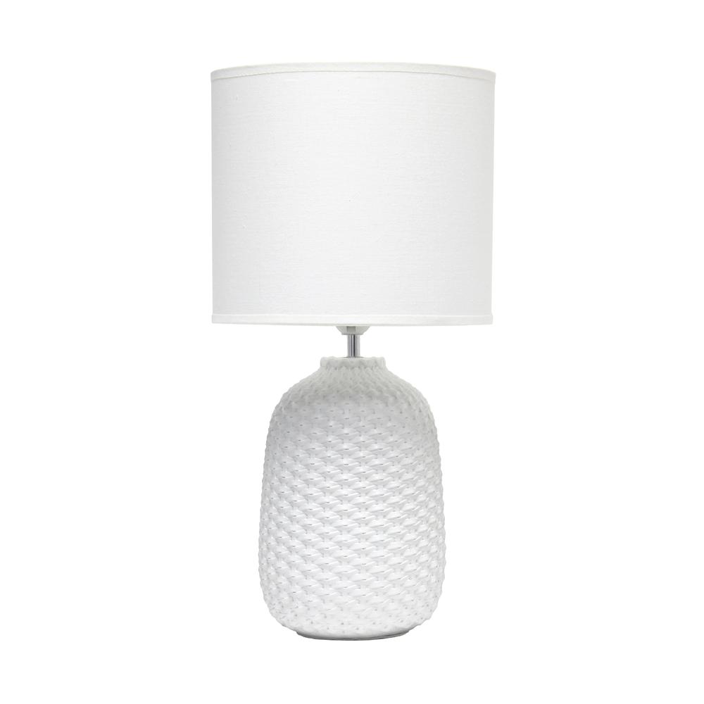 Simple Designs 20.4" Desk Lamp with White Fabric Drum Shade, Off White