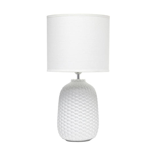 Simple Designs 20.4" Desk Lamp with White Fabric Drum Shade, Off White