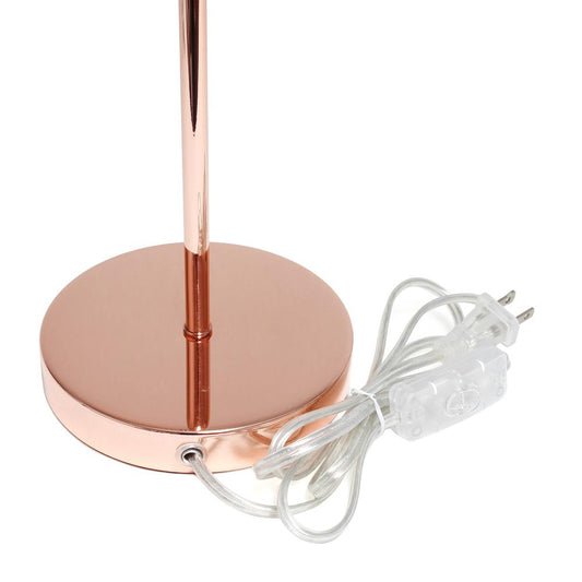 Rose Gold Stick Lamp with White Fabric Shade