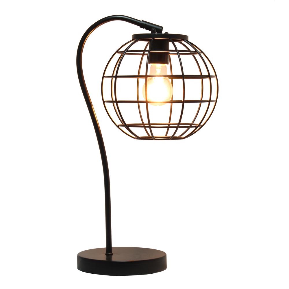 Elegant Designs Caged In Metal Table Lamp, Black