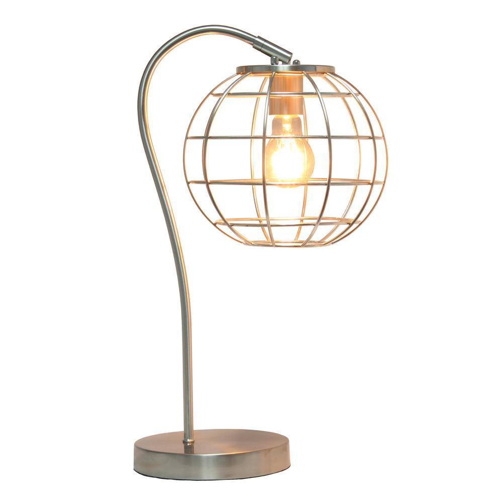 Elegant Designs Caged In Metal Table Lamp, Brushed Nickel