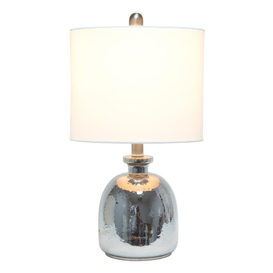 Elegant Designs Silvery Glass Table Lamp with White Shade