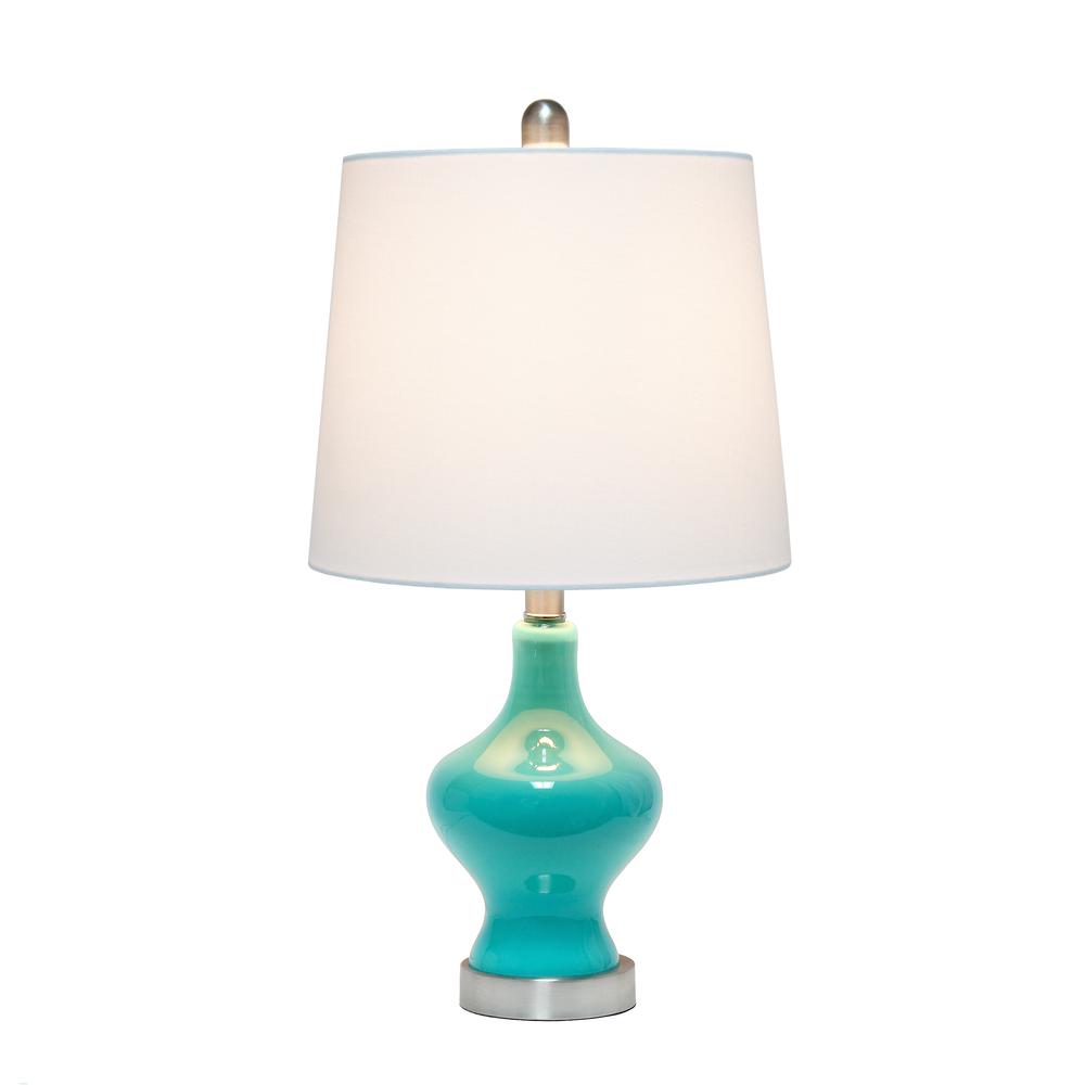 Elegant Designs Glass Gourd Shaped Table Lamp, Teal