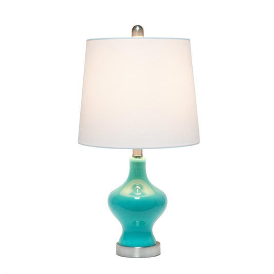 Elegant Designs Glass Gourd Shaped Table Lamp, Teal