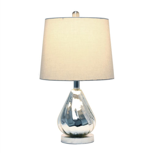 Elegant Designs Chrome Ripple Table Lamp with Grey Shade