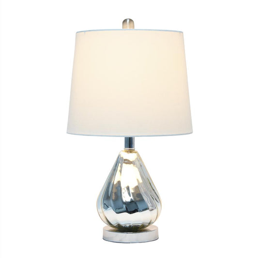 Elegant Designs Chrome Ripple Table Lamp with White Shade