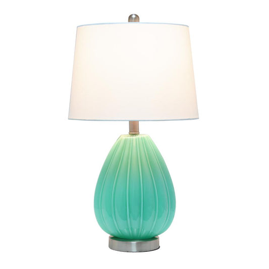 Elegant Designs Creased Table Lamp with Fabric Shade, Seafoam