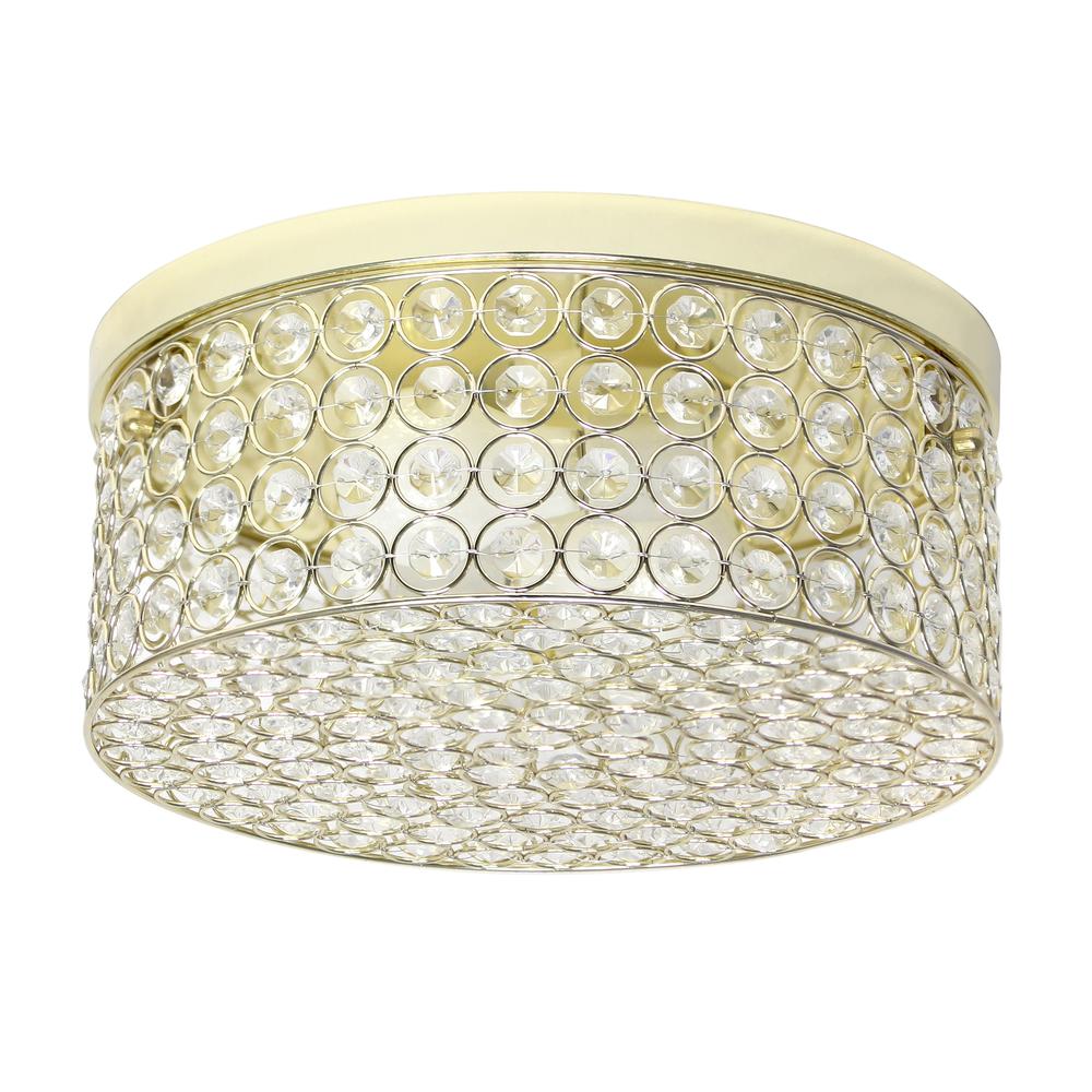 Glam 2 Light 12 Inch Round Flush Mount, Gold