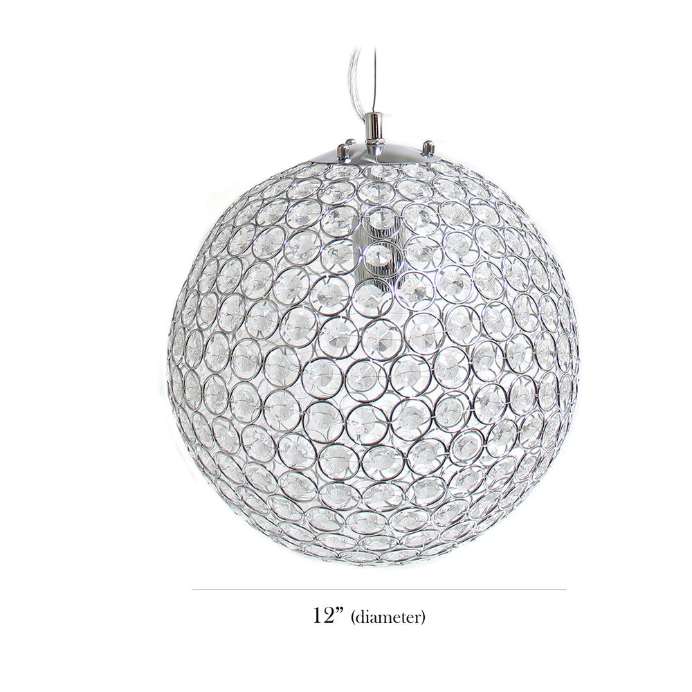 Elegant Designs 12"  Round Genuine Crystal Ball Pendant Sphere with Chrome Accents