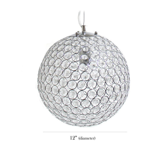 Elegant Designs 12"  Round Genuine Crystal Ball Pendant Sphere with Chrome Accents