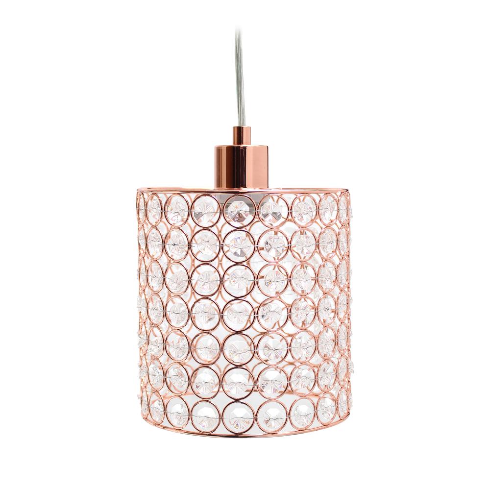 Elegant Designs 1 Light Elipse Crystal Cylinder Pendant, Rose Gold