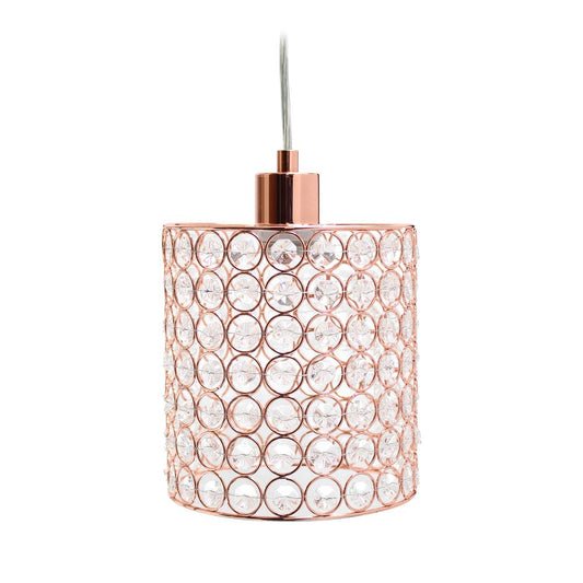 Elegant Designs 1 Light Elipse Crystal Cylinder Pendant, Rose Gold