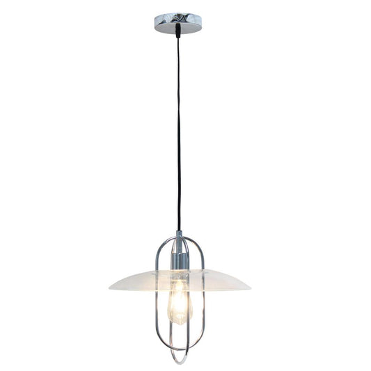 Simple Designs 1 Light Modern Metal Pendant Light, Chrome