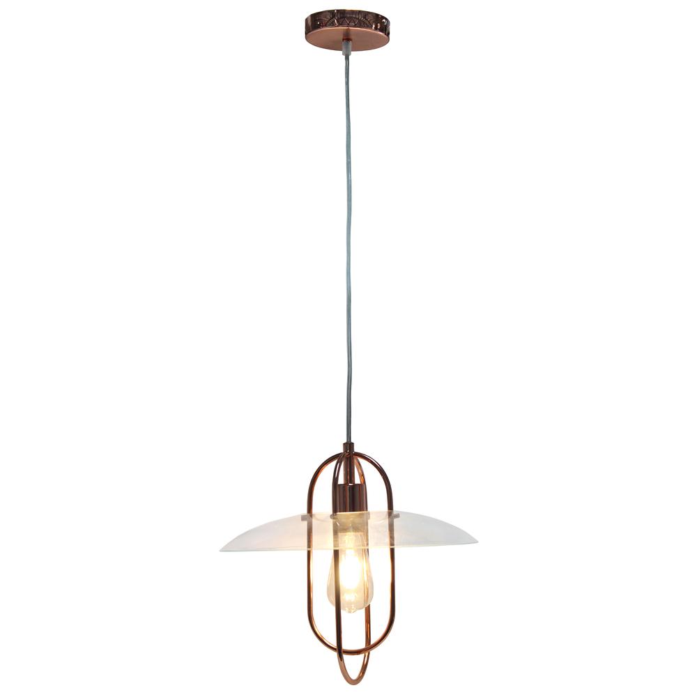 Simple Designs 1 Light Modern Metal Pendant Light, Rose Gold