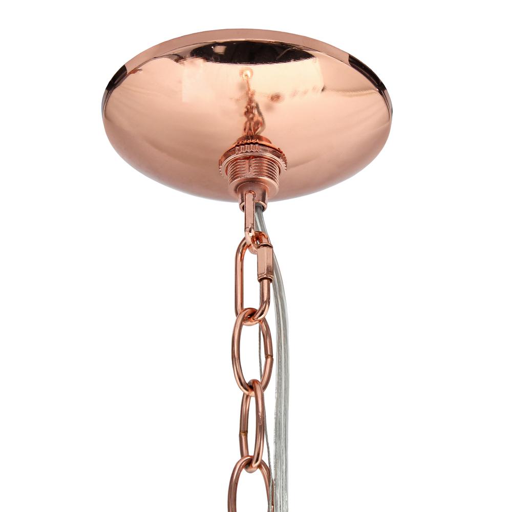 20.5" 5-Light Metal Clear Glass Foyer Hanging Pendant Chandelier, Rose Gold