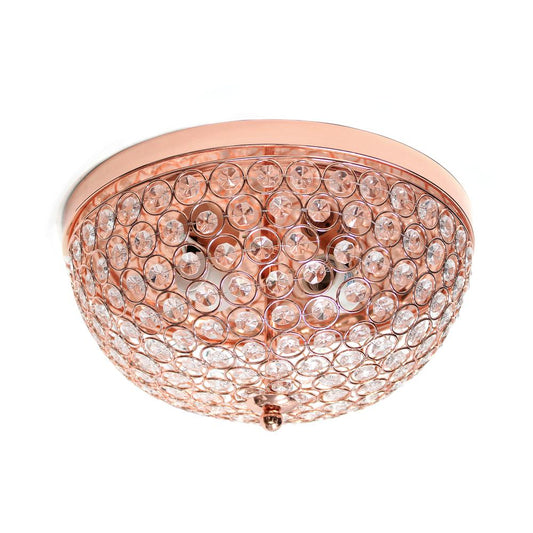 Lalia Home Crystal Glam 2 Light Ceiling Flush Mount, Rose Gold