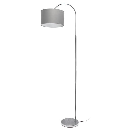 Arched Brushed Nickel Floor Lamp, Gray Shade