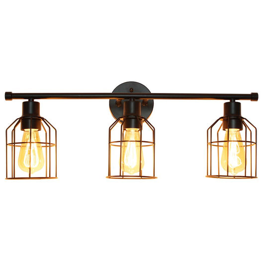 Elegant Designs 3 Light Cage Vanity Light, Matte Black