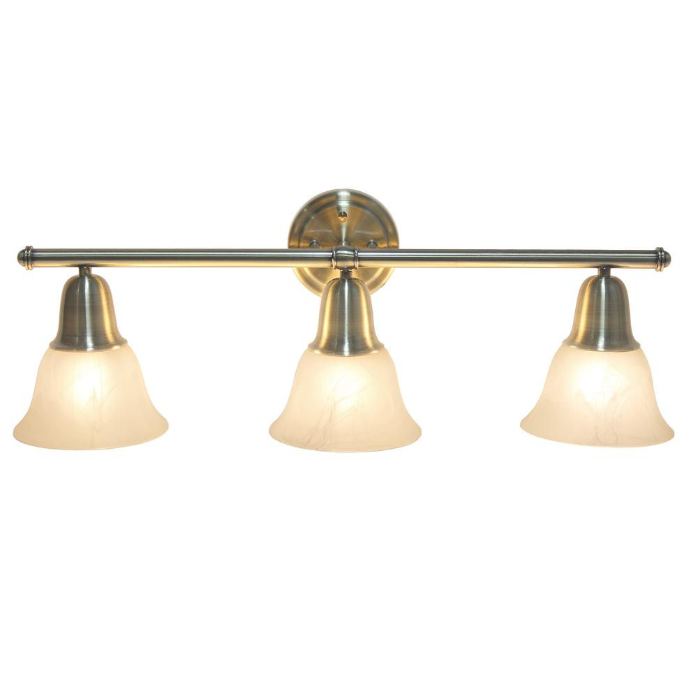 Simple Designs 26.5" Classic 3 Light Wall Vanity Fixture, Antique Brass