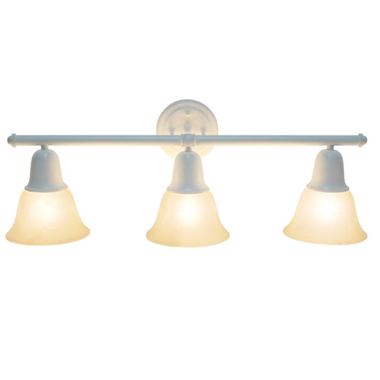 26.5" 3 Light Straight Metal Bar Wall Vanity Fixture, White