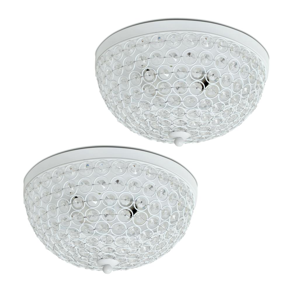 Lalia Home Crystal Glam 2 Light Ceiling Flush Mount 2 Pack, White