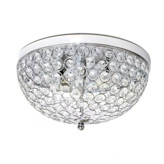 Crystal Glam 2 Light Ceiling Flush Mount, Chrome