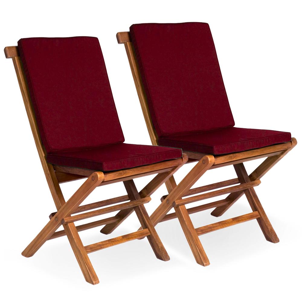 Folding Chair Set with Red Cushions