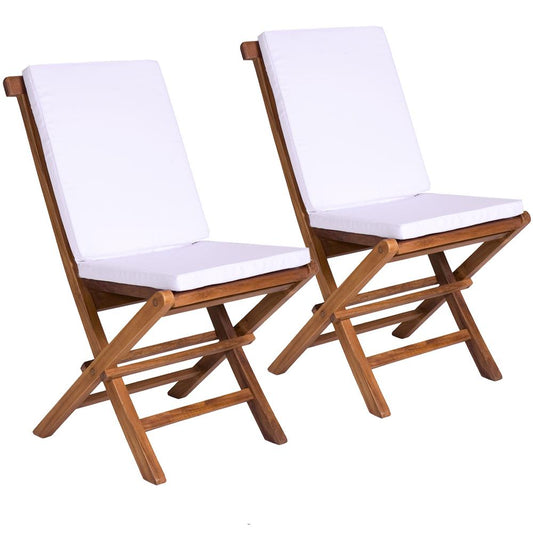 Folding Chair Set with Royal White Cushions