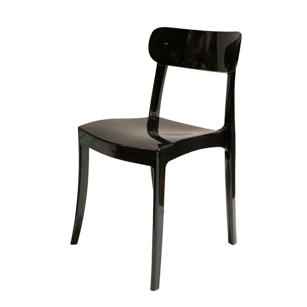 Grace Polycarbonate Dining Chair - Mid Century Modern - Stackable - Translucent BLK ( set of 4)