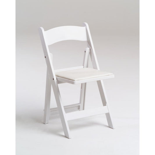 Stackable White Resin KID  Folding chair-White frame white padded seat