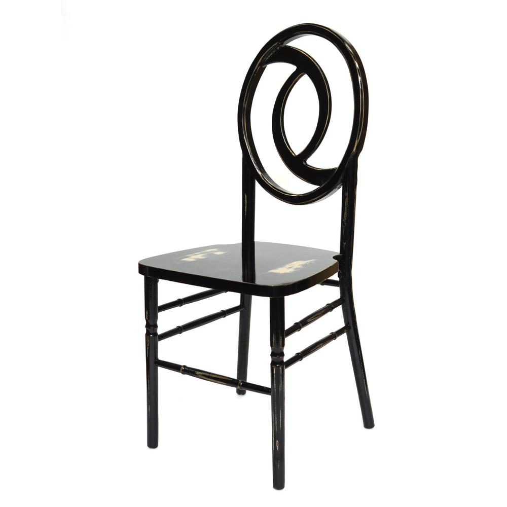 Veronique Series Number 6 (Iris) -  Elmwood Dining Chair - Stackable - Lime Wash Black - Glossy ( Set of 2)