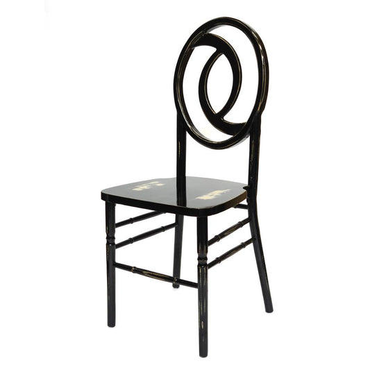 Veronique Series Number 6 (Iris) -  Elmwood Dining Chair - Stackable - Lime Wash Black - Glossy ( Set of 2)